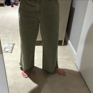 Frayed Hem Olive Pants